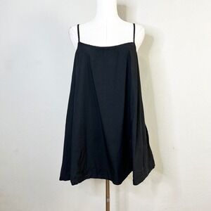 VRG GRL Black Cotton Spaghetti Strap Mini Tent Tunic Size 12 Adjustable Straps